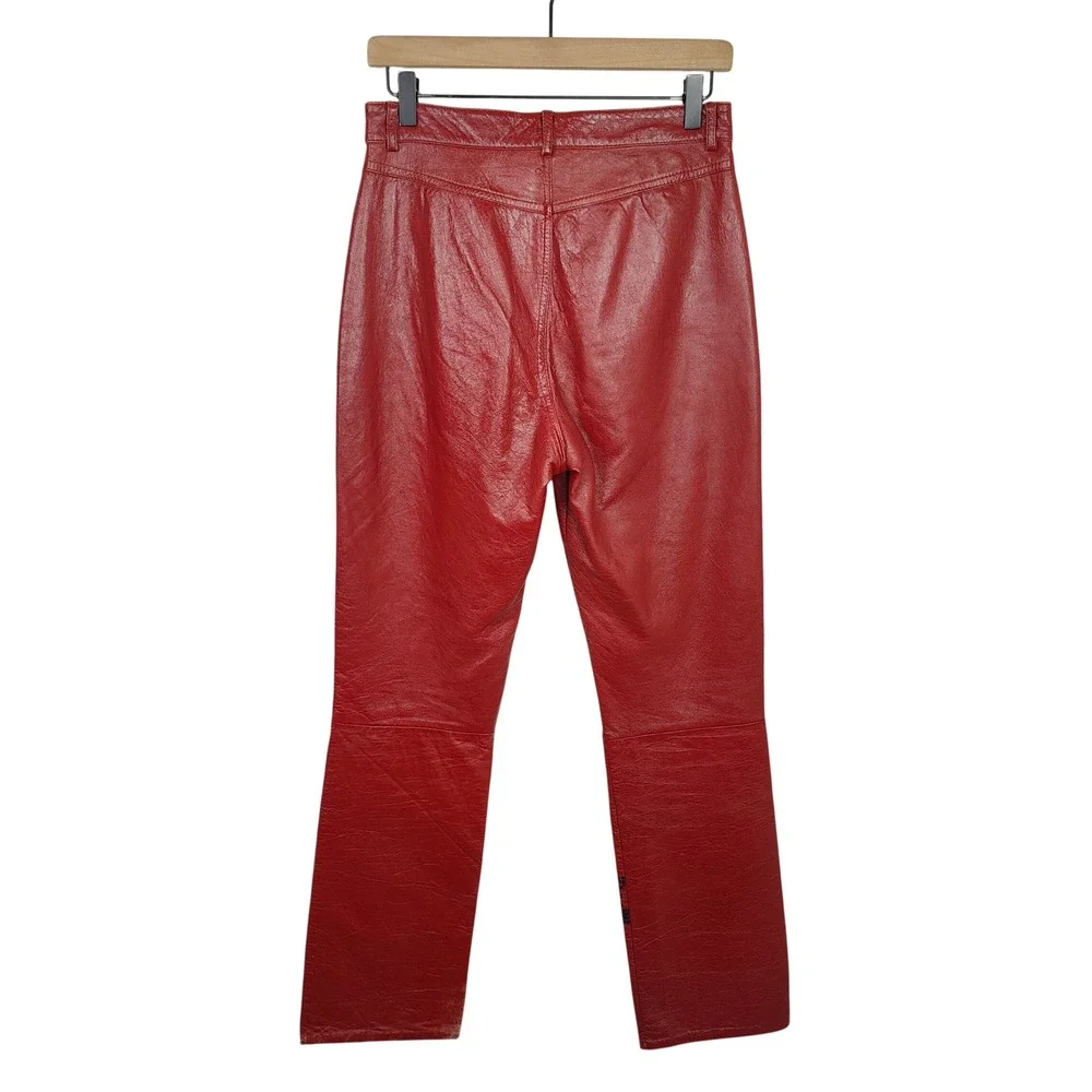 Vintage 90s Bjork Hyperballad Red Leather Pants Womens 28 XOXO Y2K Alt‎ Rock